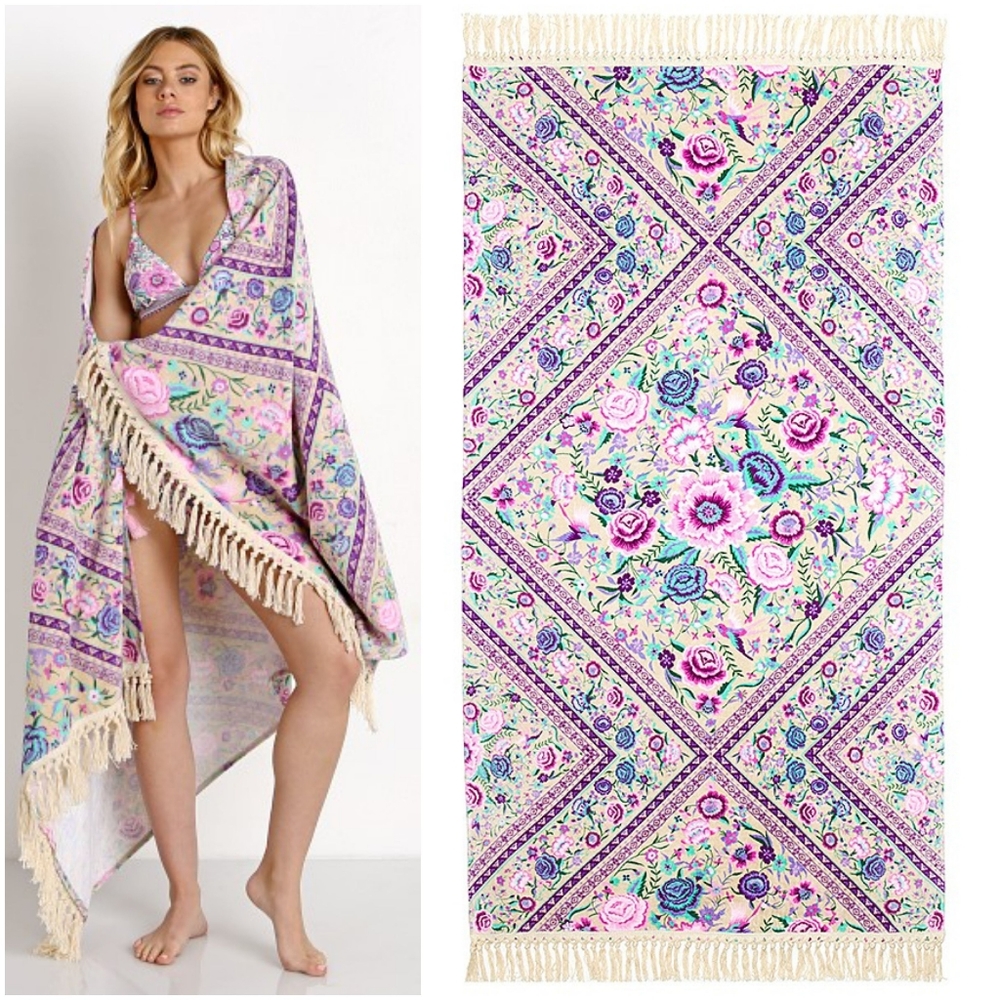 Spell designs babushka lavender towel blanket lilac wildflower swim os purple
